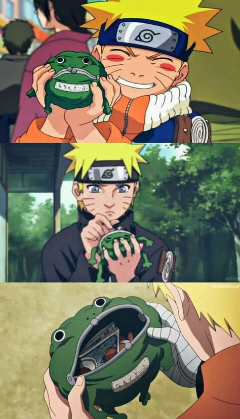 Que nostalgia, pero que bonito que aún use una cartera de sapo. 😁 Funny Anime Quotes, Naruto And His Friends, Naruto Mignon, Funny Naruto Memes, Photo Naruto, Anime Scenes, Naruto Minato, Drawing Eyes, Naruto Images