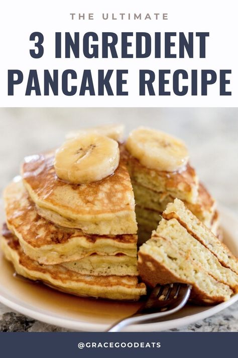 Three Ingredient Pancakes, Two Ingredient Pancakes, 3 Ingredient Pancakes, Baking Powder Substitute, Gluten Free Substitutes, Banana Protein Pancakes, Pancake Calories, Pancakes From Scratch, Banana And Egg