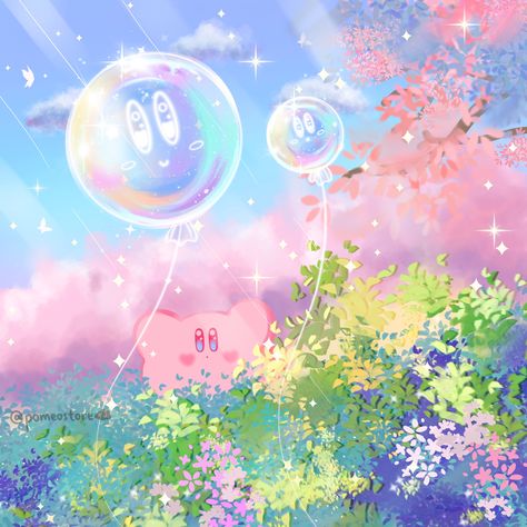 kirby background balloons! 🎈ྀིྀིྀིྀིྀི💖ྀིྀིྀིྀིྀི Kirby Background, Background Balloons, Balloons Illustration, Aesthetic Kirby, Balloons Background, Cute Kirby, Background Scenery, Balloon Illustration, Balloon Background