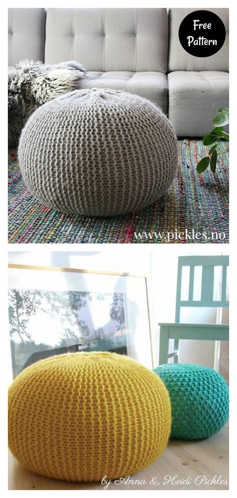 Puff Daddy Floor Pouf Free Knitting Pattern Knitted Pouffe Pattern, Pouf Ottoman Diy, Pouffe Pattern, Crochet Floor Pouf, Floor Cushions Diy, Crochet Floor Cushion, Crochet Pouf Pattern, Knitted Ottoman, Diy Pouf