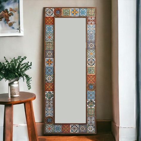 Turkish Mirror, Mirror Living Room Decor, Mirror Living Room, Wall Hanging Mirror, Zen Den, Handcrafted Tile, Bohemian Wall Hanging, Decorative Mirrors, Bohemian Wall