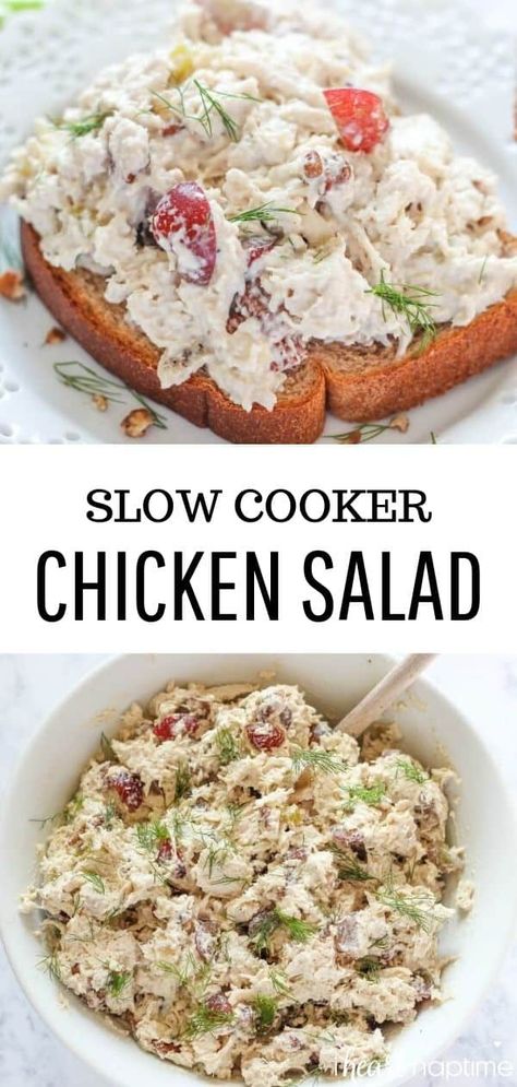 Garlic Chicken Crockpot, Shredded Chicken Salads, Classic Chicken Salad, Italian Chicken Crockpot, Shredded Chicken Crockpot, Chicken Cooker, Chicken Salad Ingredients, Easy Slow Cooker Chicken, I Heart Naptime