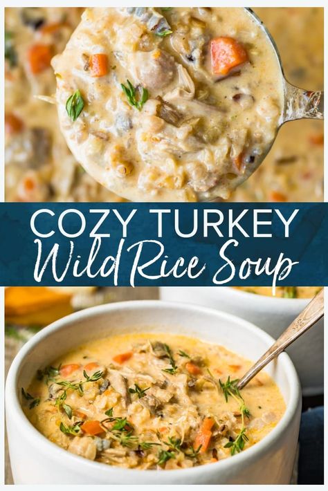 Easy Leftover Turkey Recipes, Turkey Wild Rice Soup, Turkey Rice Soup, Leftover Turkey Soup, Wild Rice Soup Recipes, Recipe Thanksgiving, Turkey Soup Recipe, Idea Video, Shredded Turkey