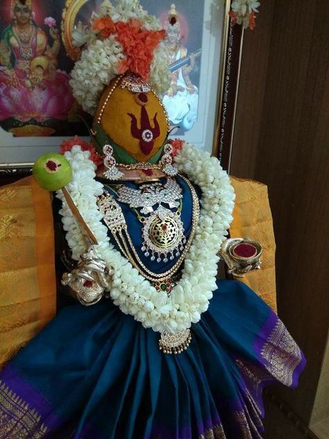 Kalasam Kalasam Decoration, Shiva Slokas, Dhanya Lakshmi, Lakshmi Pujan, Telugu New Year, Kalash Decoration, Hindu Statues Goddesses, Lakshmi Pooja, Puja Decor