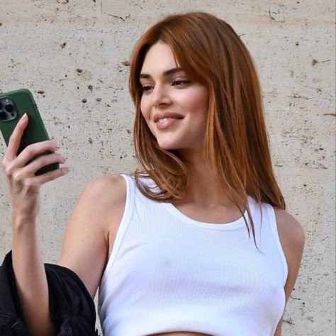 Copper Kendall Jenner, Kendall Jenner Red-haired, Kendall Jenner With Red Hair, Kendall Jenner With Ginger Hair, Kendall Jenner Hair Copper, Kendall Jenner Red Hair 2022, Auburn Hair Kendall Jenner, Kendall Jenner Hair Color Copper, Kendall Jenner Curtain Bangs