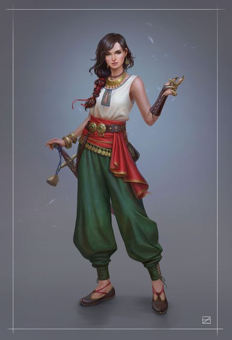 ArtStation - 19-04 Desert Outfit Fantasy, Rogue Character, Nomad Fashion, Dungeons And Dragons Art, Arabian Women, Paintings And Drawings, Fantasy Warrior, Star Wars Characters, Female Character Design