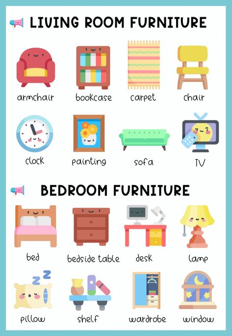 Living Room Vocabulary, Room Vocabulary, Living Room Objects, House Vocabulary, Classroom Objects, Kids Worksheet, English Transition Words, English Activities For Kids, Learning English For Kids