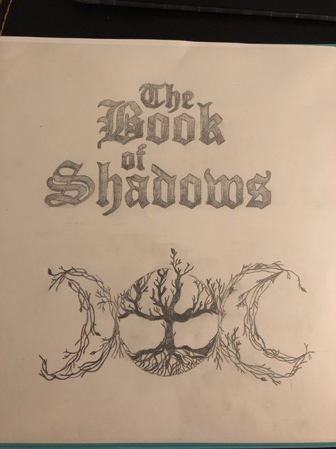 This is the cover I made for my Book of Shadows. Book Of Shadows Decoration, Shadow Book Cover Ideas, Book Of Shadows Cover Ideas Diy, Shadow Book Cover, Grimoire Ideas Cover Page, Grimoire Title Page Ideas, Book Of Shadows Cover Page Ideas, Grimoire Design, Book Of Shadows Title Page Ideas