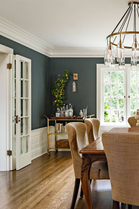 What better way to make a space feel open and full of light than by utilizing interior French doors? Take a look at these gorgeous interiors for inspo. English Tudor Homes, Jessica Helgerson, Green Dining Room, Dining Room Remodel, Tudor Style Homes, Tudor House, Room Walls, Tudor Style, Dining Lighting