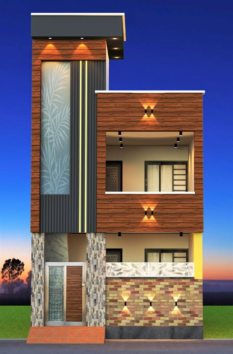 #Modern_Elevation #Front_Elevation #House House Elevation Glass Design, Front Elevation Designs 22ft, 20 Ft Front Elevation, Headroom Design, Small House Design Floor Plan, 3d Front Elevation, 800 Sq Ft House, Elevation House, Drawing Room Ceiling Design