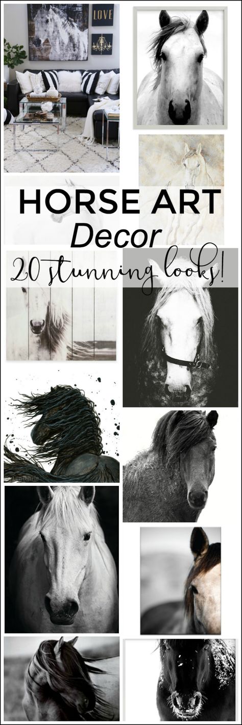 See 20 gorgeous horse art looks for your home! Black and white horse photography, neutral prints, modern and farmhouse wall art! #art #walls #decorideas #decorate #livingroom #bedroom #horses #design Black And White Horse Photography, White Horse Photography, Black And White Horse, Horse Room, Horse Art Print, Classic Art Prints, Love Horses, Nature Art Prints, Equestrian Decor