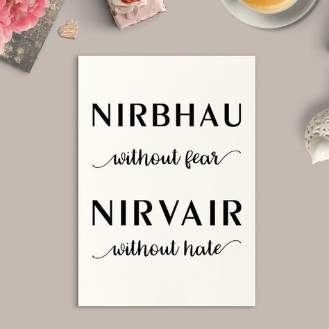 Beauty And The Button 🇬🇧 on Instagram: “Nirbhau 🖤 Nirvair” Nirbhau Nirvair, Cardboard Book, Definition Art, Book Wrap, A3 Prints, Unique Baby Names, Unique Baby, Definition Prints, Frame Sizes