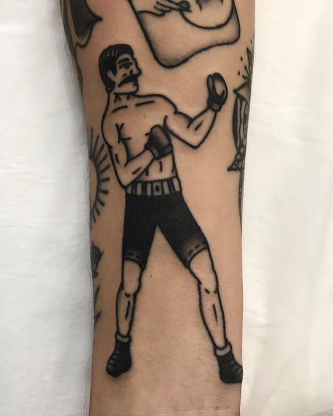 Boxer form yesterday, thanks again Guy! Email or dm to book!! Traditional Boxer Tattoo, Boxer Tattoo, Boxing Tattoos, Traditional Black Tattoo, Tattoo For Son, Old School Tattoo Designs, Arm Band Tattoo, Traditional Tattoo Design, Small Tattoos For Guys