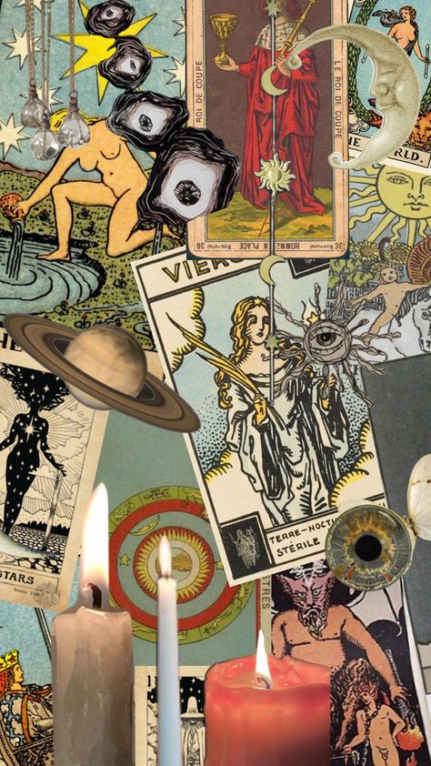 Tarot Card Collage Art, Aesthetic Tarot Cards Wallpaper, Tarot Cards Wallpaper, Tarot Card Collage, Tarot Background, Witchy Backgrounds, Tarot Card Wallpaper, Witch Moodboard, Aesthetic Tarot Cards