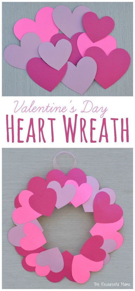 Heart Wreath Craft, Couronne Diy, Saint Valentin Diy, Valentines Bricolage, February Crafts, Valentinstag Party, Valentine's Day Crafts For Kids, Preschool Valentines, Valentine Crafts For Kids