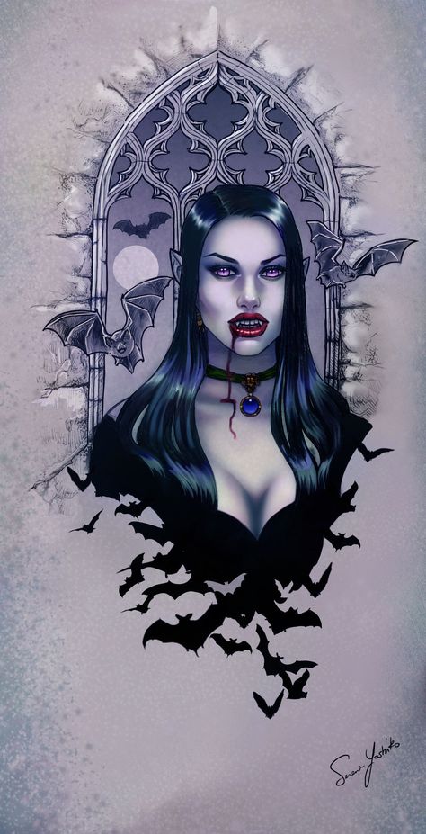 Temptress Tattoo, Vampire Tattoo Designs, Vampire Tattoo, Gothic Artwork, Vampire Pictures, Girl Back Tattoos, Evil Tattoos, Bat Tattoo, Goth Wallpaper