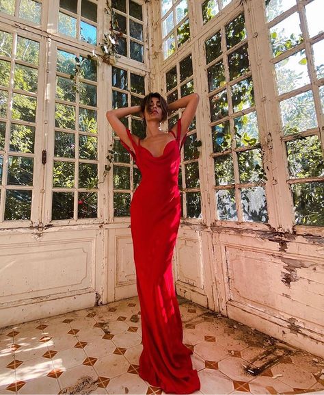 Maxi Dress Photoshoot, Leavers Dresses, Red Dress Photoshoot, Clothes Uk, Rat And Boa, Red Maxi Dress, Dress Photoshoot, Slinky Dress, Street Dress