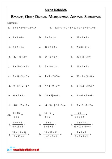 Free BODMAS worksheet - Practice order of operations Bodmas Worksheets With Answers, Bodmas Worksheets Grade 6, Bodmas Worksheets For Grade 5, Grade 7 Math Worksheets, Bodmas Worksheets, Multiplication Sheet, Bodmas Rule, Order Of Operations Worksheet, Pemdas Worksheets