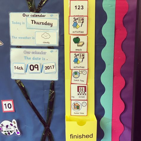 Eyfs visual timetable ASD pecs Qip Displays Early Childhood, Numeracy Display Early Years, Visual Timetable Display Eyfs, Visual Timetable Early Years, Individual Student Visual Schedule, Visual Schedule Preschool, Timetable Ideas, Visual Timetable, Maths Eyfs