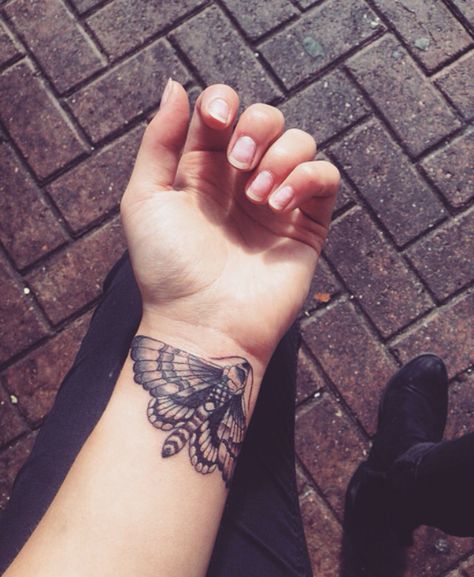 Moth wrist tattoo #moth #wrist #tattoo #ink Moth On Wrist Tattoo, Moth Wrist Tattoos For Women, Wrist Moth Tattoo, Moth Tattoo On Wrist, Moth Coverup Tattoo, Nature Wrist Tattoo, Moth Tattoo Wrist, Moth Wrist Tattoo, Moth Cover Up Tattoo