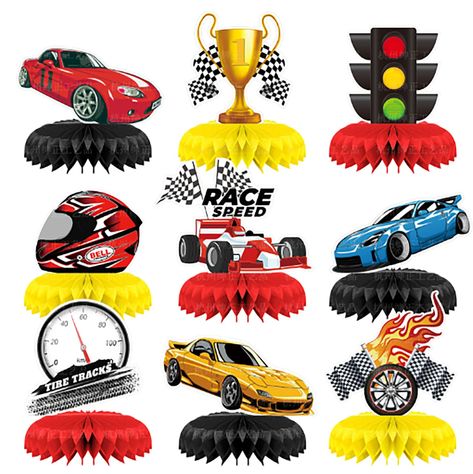 PRICES MAY VARY. 1. Racing Cars Centerpiece: 9PCS Racing Cars Centerpieces. Each centerpiece features car and Add a touch of charm to your Halloween party. 2. High-Quality Materials: Crafted from reliable and durable double-sided cardboard. The intricate details theme make them perfect for creating a car party ambiance. 3. Easy to use: With simple instructions, these centerpieces can be easily assembled in a matter of minutes. Just peel off the sticker, attach the centerpiece decorations to the Hot Wheels Centerpieces Ideas, Car Centerpieces, Car Table, Honeycomb Decorations, High School Graduation Party, Birthday Centerpieces, Party Stores, Birthday Party Supplies, Centerpiece Decorations