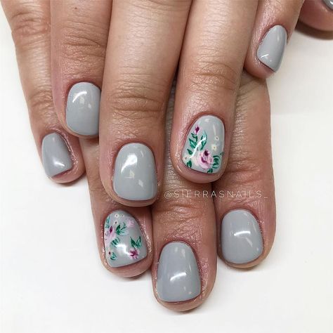 #sierrasnails #nailsbysierra #handpaintednailart #handpainted #nailart #nails Hello Nails, Painted Nail Art, Nail Stuff, Nails Toes, Floral Nails, Grey Floral, Just For Me, Nailed It, Hair And Nails