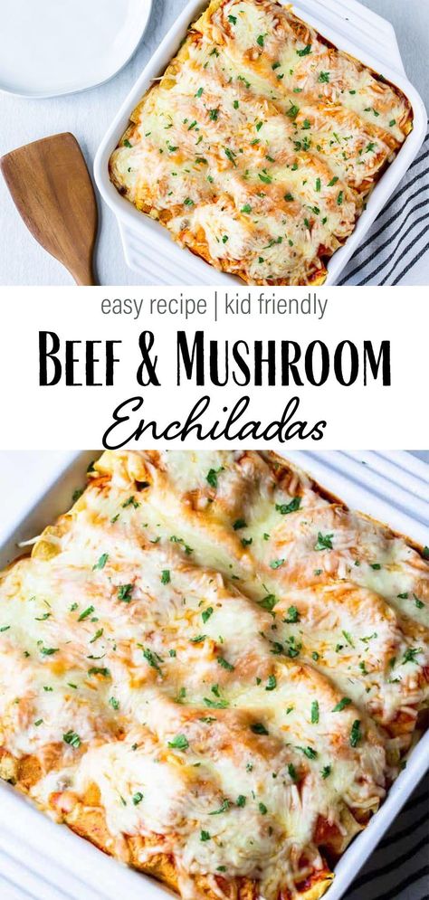 Beef Enchiladas With Cream Of Mushroom, Enchiladas With Cream Of Mushroom, Enchilada Casserole Cream Of Mushroom, Easy Enchiladas Beef Corn Tortillas, Beef And Cheese Enchiladas Corn Tortillas, Mushroom Enchiladas, Beef With Mushroom, Spinach Enchiladas, Pork Mushroom