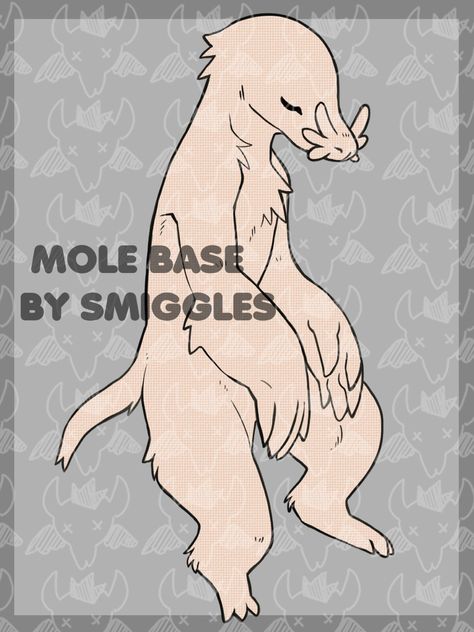 Star Nosed Mole Drawing, Manokit Fursona Art, Yawn Drawing Reference, Rat Fursona Base, Mole Character Designs, Mole Character Design, Raccoon Fursona Base, Bear Fursona Base, Fursona Base F2u