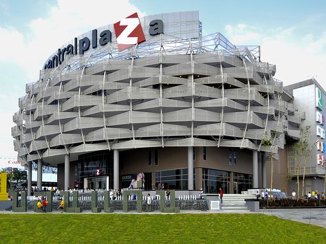 Interesting Facade, Mall Facade, Perforated Steel, Colorful Led Lights, Khon Kaen, Central Plaza, Steel Sheets, Lights At Night, Main Idea