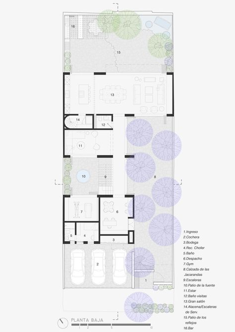 Gallery of Jacarandas House / C3 Arquitectos - 19 Resort Plan, Model House Plan, Floor Plants, Corner House, Keep The Lights On, Courtyard House, Ground Floor Plan, Contemporary Architecture, Little House