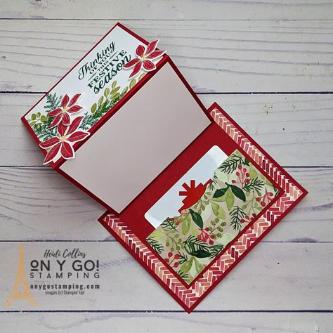 Gail O'neill Stampin Up Cards, Gift Card Holders Stampin Up, Flowers Paper Craft, Gift Card Presentation, Gift Card Holder Diy, Gift Cards Money, Make Paper Flowers, Christmas Gift Card Holders, Free Stamps