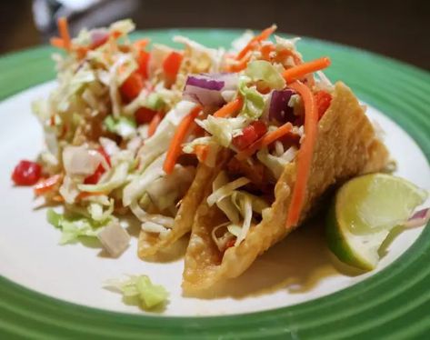 Applebee's Wonton Tacos Recipe - Secret Copycat Restaurant Recipes Applebee's Wonton Tacos, Copycat Wonton Tacos Applebees, Chicken Wonton Tacos Applebees, Applebee's Chicken Wonton Tacos, Applebees Chicken Wontons, Wonton Tacos Applebees, Applebees Wonton Tacos, Won Ton Tacos, Wonton Tacos Recipe