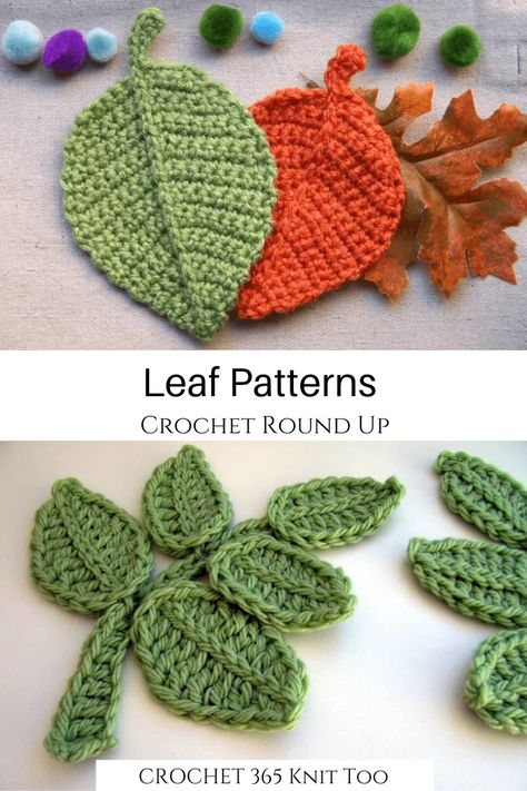 These crochet leaf patterns are great for finishing up fall projects! #crochet #crochet365knittoo #crochetpattern #crochetleaf #crochetleafpattern #fallcrochet Easy Leaf Crochet Pattern, Crochet Leaf Motif, Leave Crochet Pattern Free, Easy Crochet Leaf Pattern Free, Easy Crochet Leaves Free Pattern, Leaf Crochet Square, Large Leaf Crochet Pattern Free, Crochet Leaf Pouch, Crochet Flower Leaves