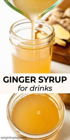 Syrup For Drinks, Drink Syrups, Simple Syrup Recipes, Ginger Syrup, Homemade Syrup, Ginger Recipes, Syrup Recipe, Sweet Sauce, Ginger Beer