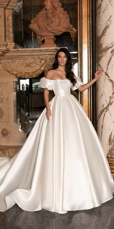 Satin Ball Gown Wedding Dress, Wona Concept, Satin Ball Gown, White Wedding Dress, فستان سهرة, Luxury Bridal, Crystal Design, Gown Wedding, Ball Gowns Wedding