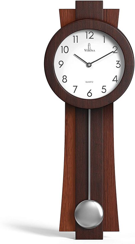 Pendulum Wall Clock Battery Operated - Quartz Wood Pendulum Clock - Silent, Modern Wooden Design, Decorative Wall Clock Pendulum for Living Room, Office, Kitchen & Home Décor Gift Clock Decor Living Room, Chiming Wall Clocks, Modern Wall Clock Design, Wall Clock Design Ideas, Clock Design Ideas, Decorative Wall Clock, Living Room Clocks, Wall Clocks Living Room, Pendulum Wall Clock