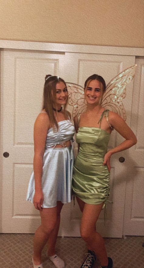 Duo Halloween Costumes Tinker Bell And Wendy, Wendy And Tinkerbell Costumes College, Tinkerbell Costume Teenage, Tinkerbell And Fairies Costume, Silvermist And Tinkerbell Costume, Periwinkle And Tinkerbell Costumes, Tinker Bell And Wendy Halloween Costume, Wendy And Tinkerbell Halloween Costumes, Tinkerbell And Wendy Halloween Costume