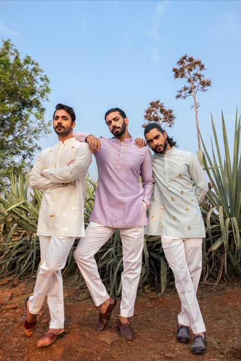 By Runit Gupta Haldi Outfit For Bride Brother, Boys Haldi Outfit, Brothers Wedding Outfit For Men, Kurta Designs Men's, Grooms Outfit, Mens Traditional Wear, Indian Wedding Clothes For Men, Wedding Kurta For Men, Stylish Men Wear