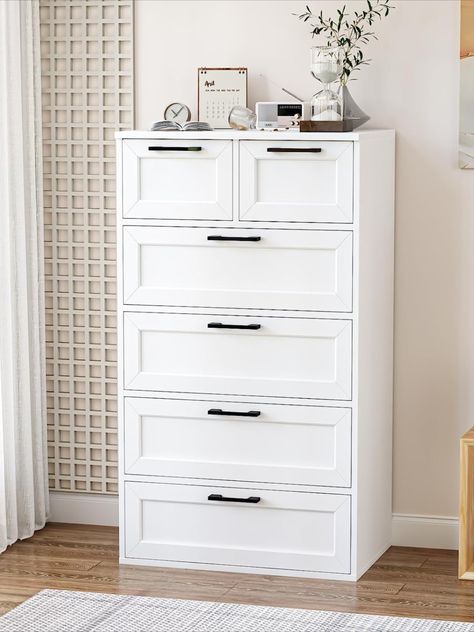 Price Marked Down! 6 Drawer Dresser, Dresser for Bedroom, Tall Chest of Drawers Modern, Wood Storage Drawer Chest for Living Room, Entryway, White Chest Of Drawers With Shoe Rack, Bedroom Tall Dresser, Chest For Living Room, Drawer Chest Bedroom, Tall White Dresser, Chest Of Drawers Modern, Dresser Dresser, Organizer Furniture, Dresser Tall