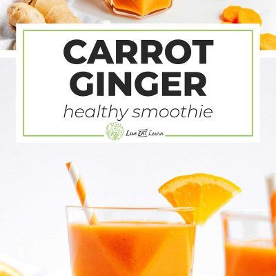 Smoothie With Ginger, Carrot Smoothie Recipe, Carrot Ginger Smoothie, Recipe With Ginger, Drink Breakfast, Healthy Smoothie Recipe, Quick Smoothies, Carrot Smoothie, Healthy Meals For One