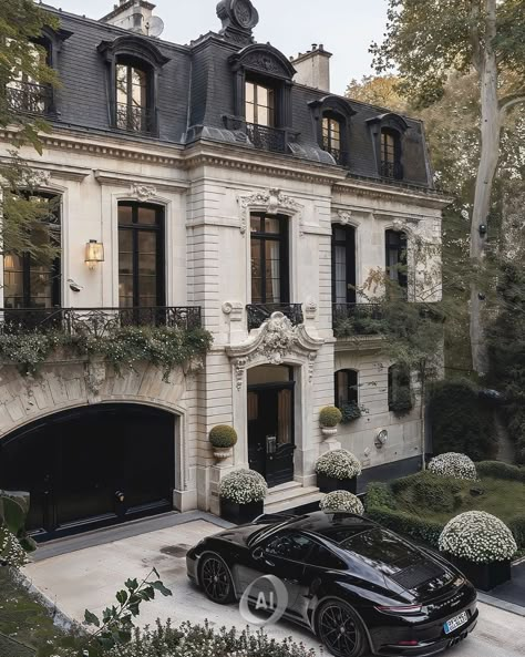 Architectural & Interior Design | Embrace the allure of French sophistication at our luxurious mansion, where classic architecture meets modern elegance. Adorned with… | Instagram Elegant Architecture Design, Classic Mansion Interior, French Mansion Exterior, Luxury Homes Dream Houses Modern, Modern French Chateau Interiors, French House Exterior, Dream House White, French Architecture Interior, French Mansion Interior