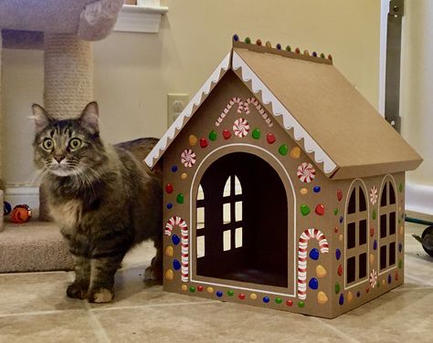 Gingerbread Cardboard, Gingerbread Cat, Cardboard Gingerbread, House Cardboard, Cardboard Box Houses, Gingerbread House Kit, Cardboard Gingerbread House, Playhouse Kits, Cat Playhouse