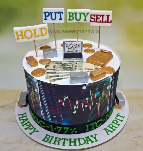 Share Market cake for stock broker . . . #sharemarketcake #stockmarketcake #sensexcake #moneycake #cakeforstockbroker #inpune #cakeforhusband #bestinpune 🚗 Delivery in Pune ☎️ Contact 7058714701 🎂 Customized Designer cakes [sharemarketcakeinpune, stockmarketcakeinpune, cakeforstockbrokerinpune, trendingcakespune, customcakeinpune, themecakeinpune, designercakeinpune, fondantcakeinpune, customisedcakeinpune, semifondantcakeinpune, 3dcakeinpune, punehomebaker, homemadecake, bestcust... India Cakes, Customised Cakes, Dad Birthday Cakes, Cake For Husband, Money Cake, Designer Cakes, Adult Birthday Cakes, Stock Broker, Cake Online