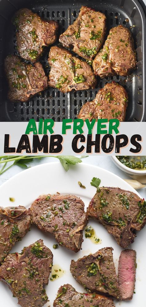 Air Fryer Lamb Chops, Air Fryer Lamb, Lamb Loin Chop Recipes, Lamb Chops Marinade, Garlic Lamb Chops, Lamb Shoulder Chops, Cooking Lamb Chops, Lamb Chops Recipe, Lamb Loin Chops