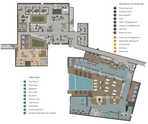 Quellenhof Luxury Resort Lazise | Overview wellness & spa - Wellness & Spa Luxury Sauna Spa, Sauna Hotel Spa Design, Resort Spa Plan Layout, Spa Resort Architecture, Wellness And Spa Design, Wellness Center Architecture Concept, Wellness Center Architecture Plan, Spa And Wellness Center Floor Plan, Wellness Resort Design