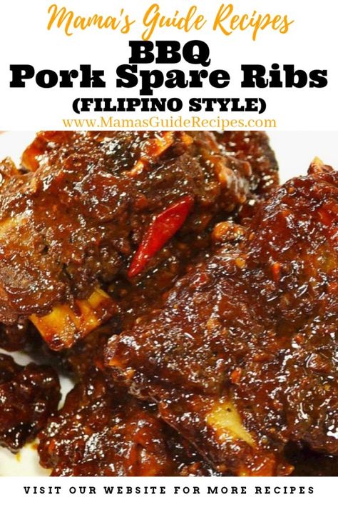 BBQ Pork Spare Ribs (Filipino Style) - Mama's Guide Recipes Beef Spare Ribs, Grilled Spare Ribs, Pork Rib Marinade, Bbq Pork Spare Ribs, Pork Spare Ribs Recipe, Spareribs Recipe, Bbq Spare Ribs, Easy Filipino Recipes, Filipino Recipe