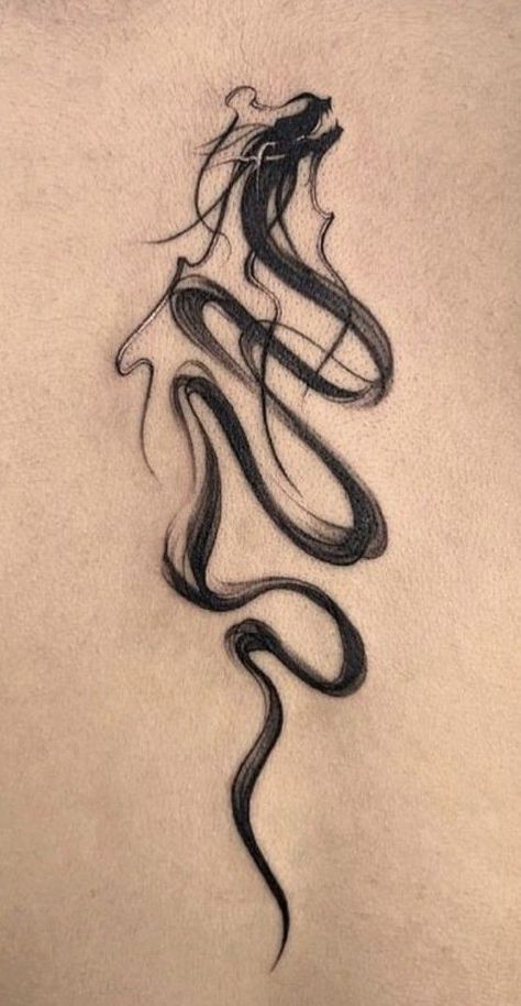 Mystical Dragon Tattoo, Abstract Dragon Tattoo, Mysterious Tattoo, Balance Tattoo, Abstract Tattoo Ideas, Black And White Snake, Tattoo Beautiful, Simple Tattoos For Women, Mystical Tattoos