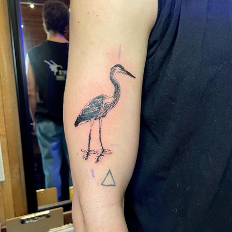 crane done on @wigglyboy420 ! #seattletattooartist #transtattooartist #lucytats #queertattooartist #femmetattooer Sandhill Crane Tattoo, Heron Tattoo, Seattle Tattoo, Crane Tattoo, Sandhill Crane, Small Tats, Classy Tattoos, Permanent Tattoo, Minimal Tattoo