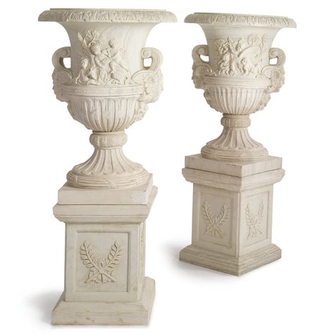 Fountain Statue, Geometric Planter, Stone Vase, Large Flower Pots, Garden Urns, Hotel Interior Design, Carving Designs, Decorative Pots, French Country Decorating