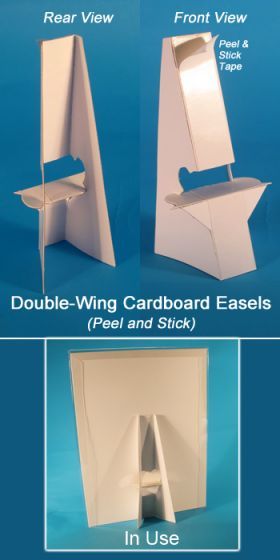 Cardboard Easel, Bow And Arrow Cardboard, Cardboard Stand Up Diy, Cardboard Folding Board, How To Make An Easel Out Of Cardboard, Cardboard Standee, Computer Room, Sign Holder, Plastic Sheets